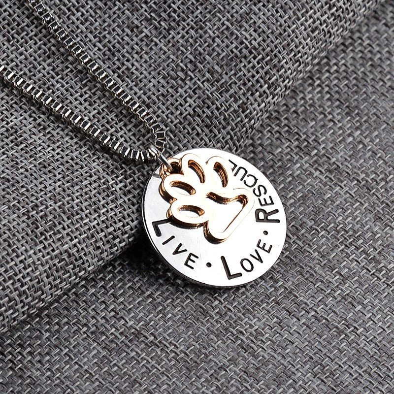 Round Dog Paw Tag Short Necklace