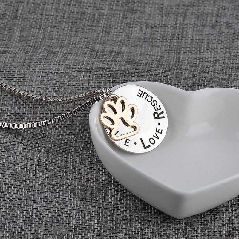 Round Dog Paw Tag Short Necklace