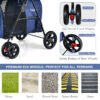 4-in-1 Double Pet Stroller with Detachable Carrier and Travel Carriage