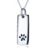 Ladies Glossy Square Dog Paw Print Tag Necklace