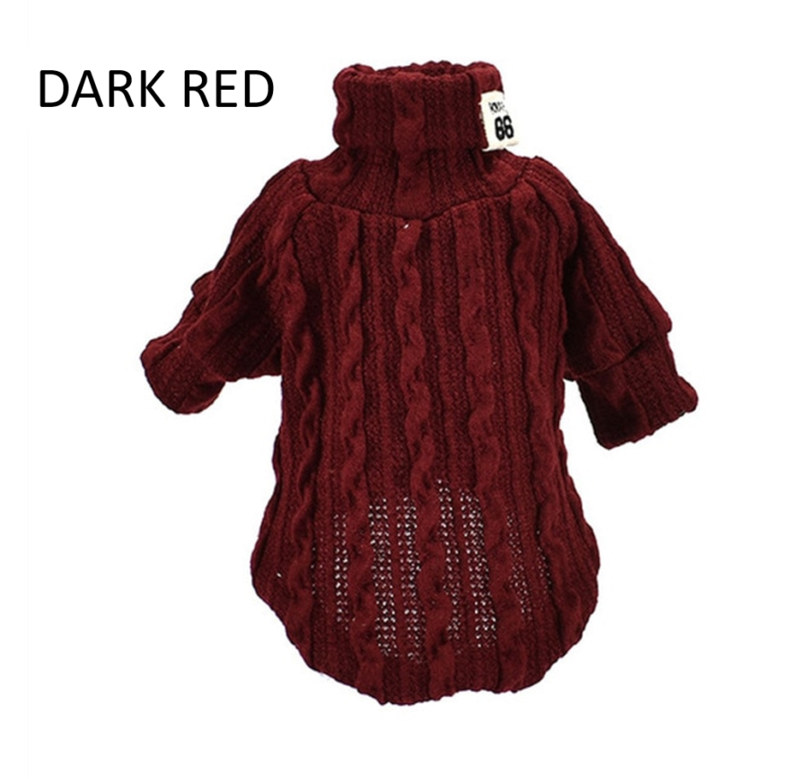 Winter Warm Knitted Turtleneck Sweater for Small Dogs or Cats