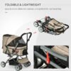 Pet Foldable Travel Carriage Stroller with Reversible Handle