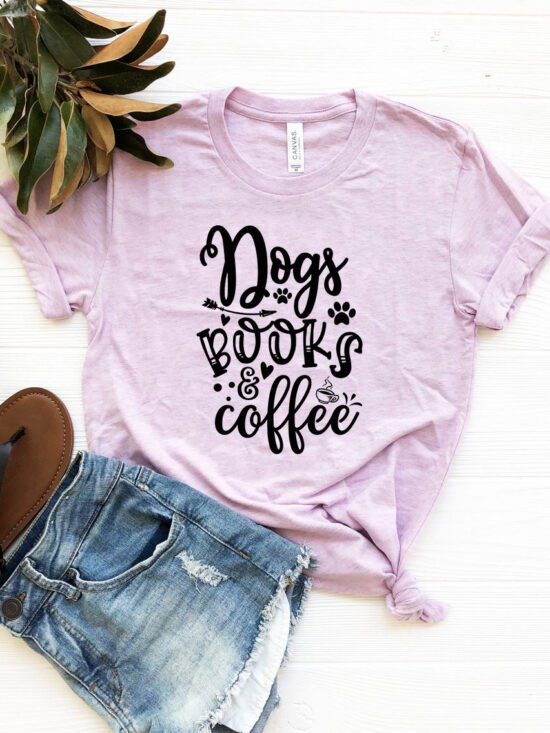 Dogs Books Coffee T-Shirt