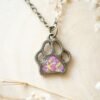 Real Dried Flowers in Resin Necklace, Dog Paw in Pink Yellow White