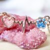 Real Pressed Flowers in Resin, Gold Dog Necklace in Blue and Pink
