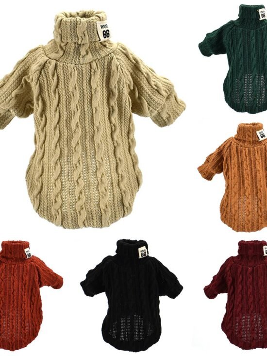 Winter Warm Knitted Turtleneck Sweater for Small Dogs or Cats