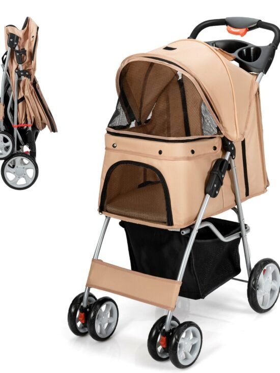 Foldable Pet Stroller 4-Wheel Travel Carrier
